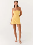 Honey Bow Mini Dress Yellow