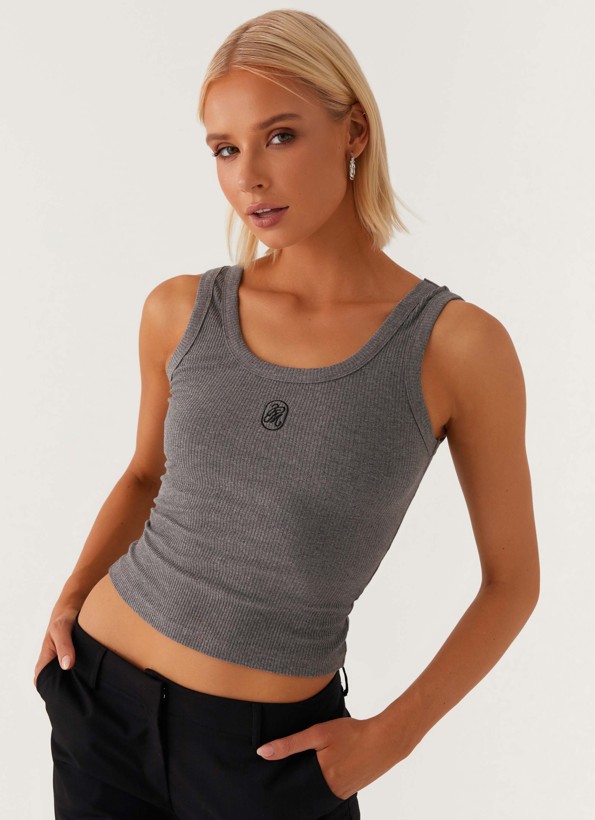Signature Tank Top Dark Grey Marle