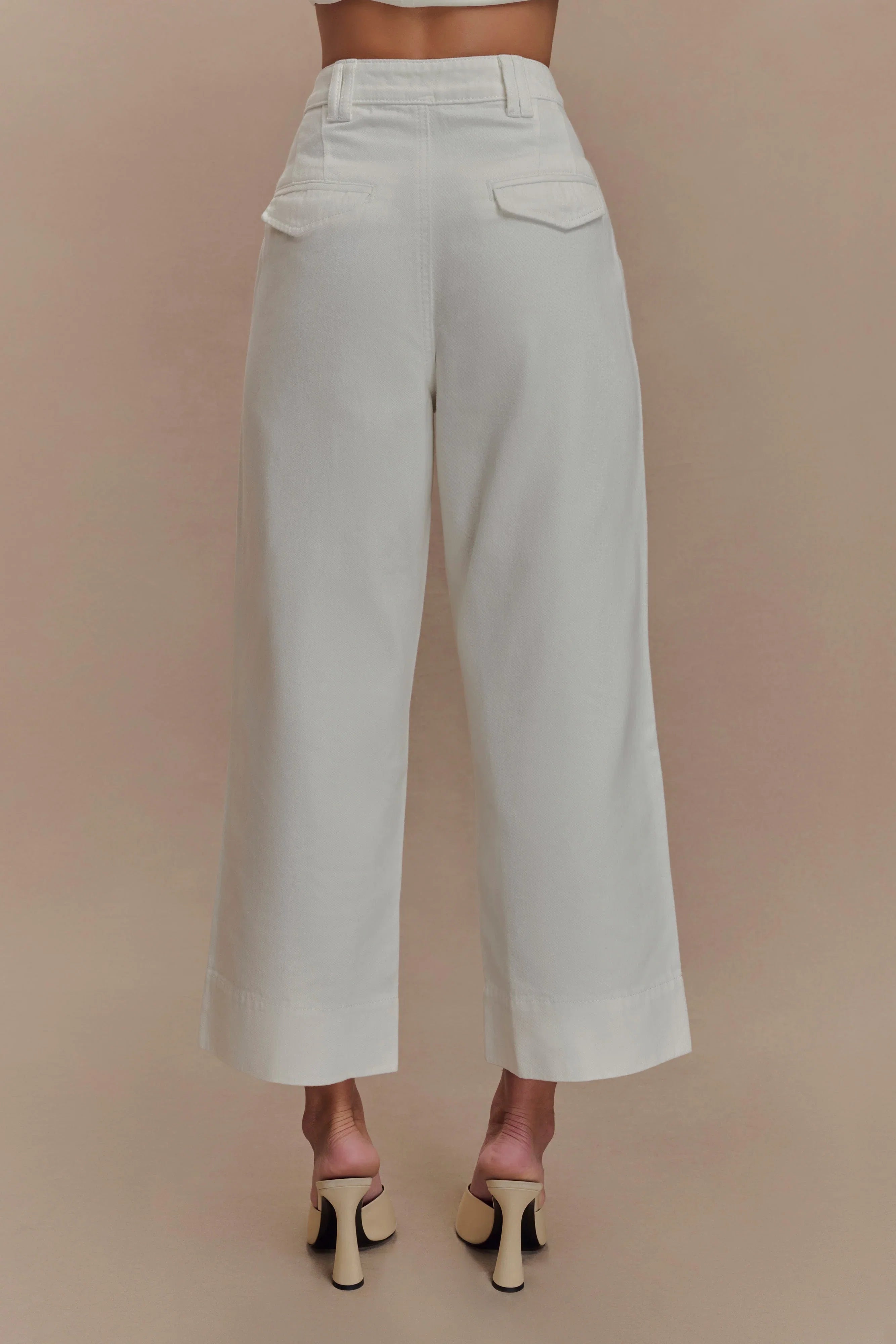 Kaitlyn Cropped Wide Leg Jeans White