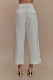 Kaitlyn Cropped Wide Leg Jeans White