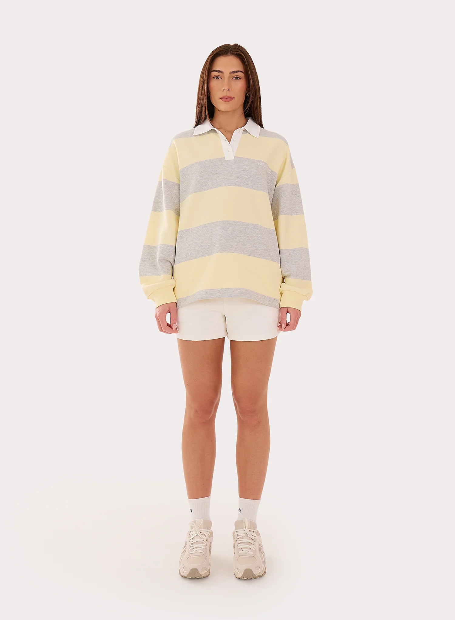 Yellow And Grey Stripe Fourth Branded Rugby Top