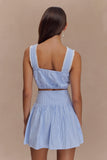 Gretel Sleeveless Crop Top Blue Pinstripe