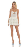 Floral Smocked Ruffle Dress in Pale Yellow