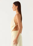 Sweet Charm Cowl Neck Top Ivory