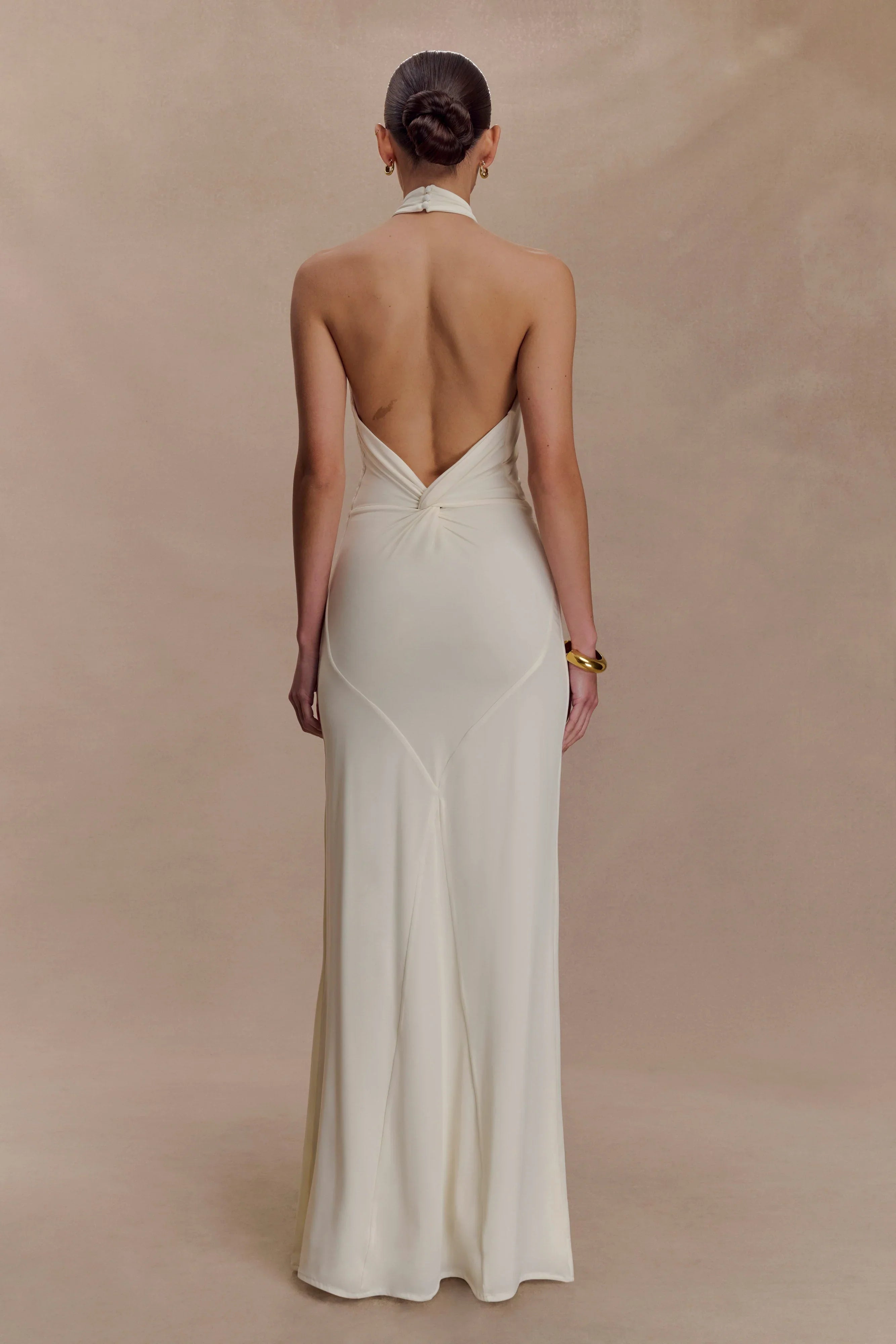 Elyna Slinky Halter Maxi Dress Ivory