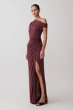 Alyn Off Shoulder Draped Maxi Dress Dark Plum