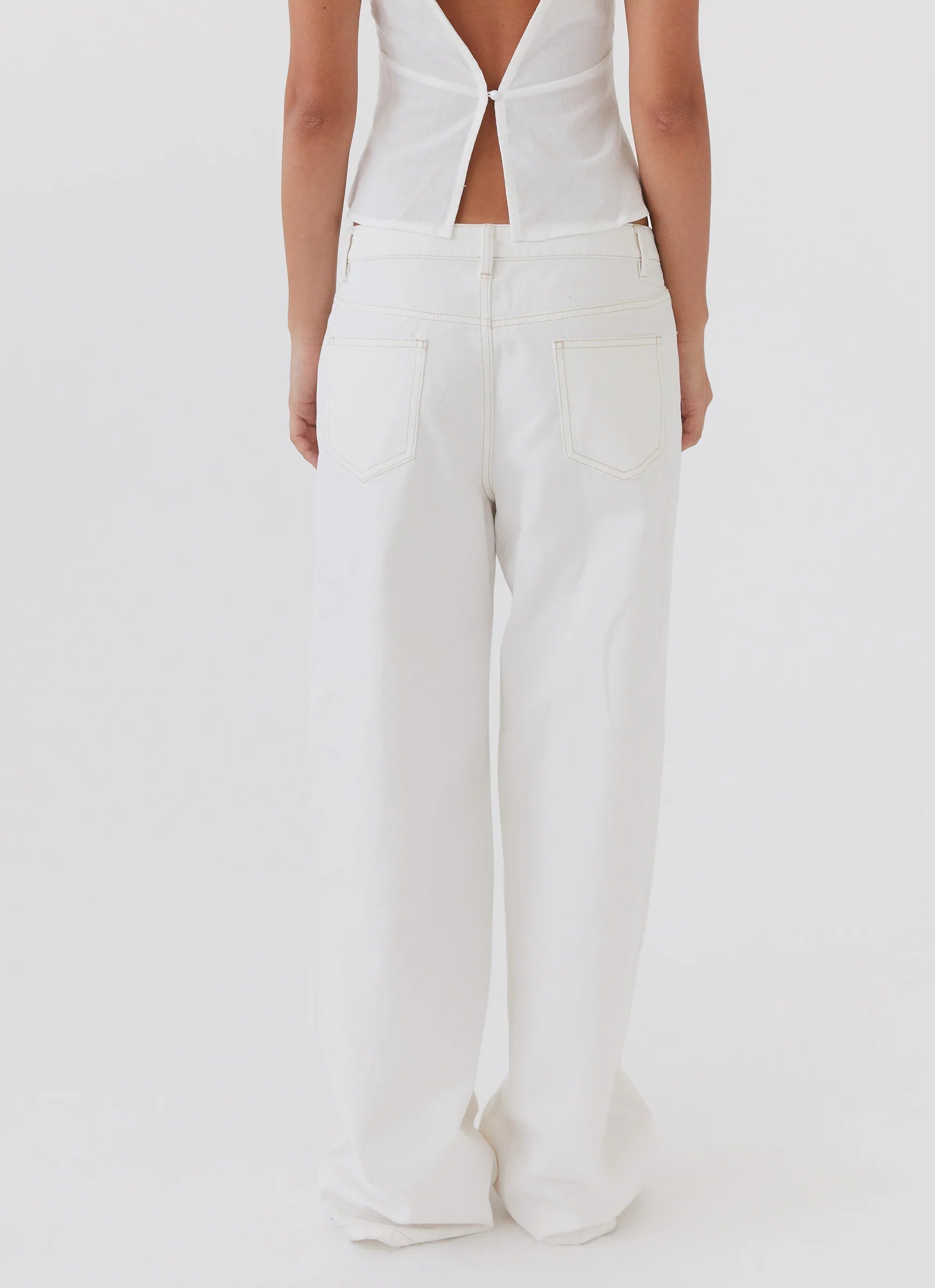 Keanna Low Rise Denim Jeans Ivory