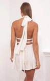 Halter Cutout Chiffon Dress in White Gold