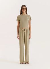 Green Towelling Short Sleeve Top