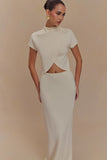 Eris Scuba Jersey Maxi Skirt Ivory