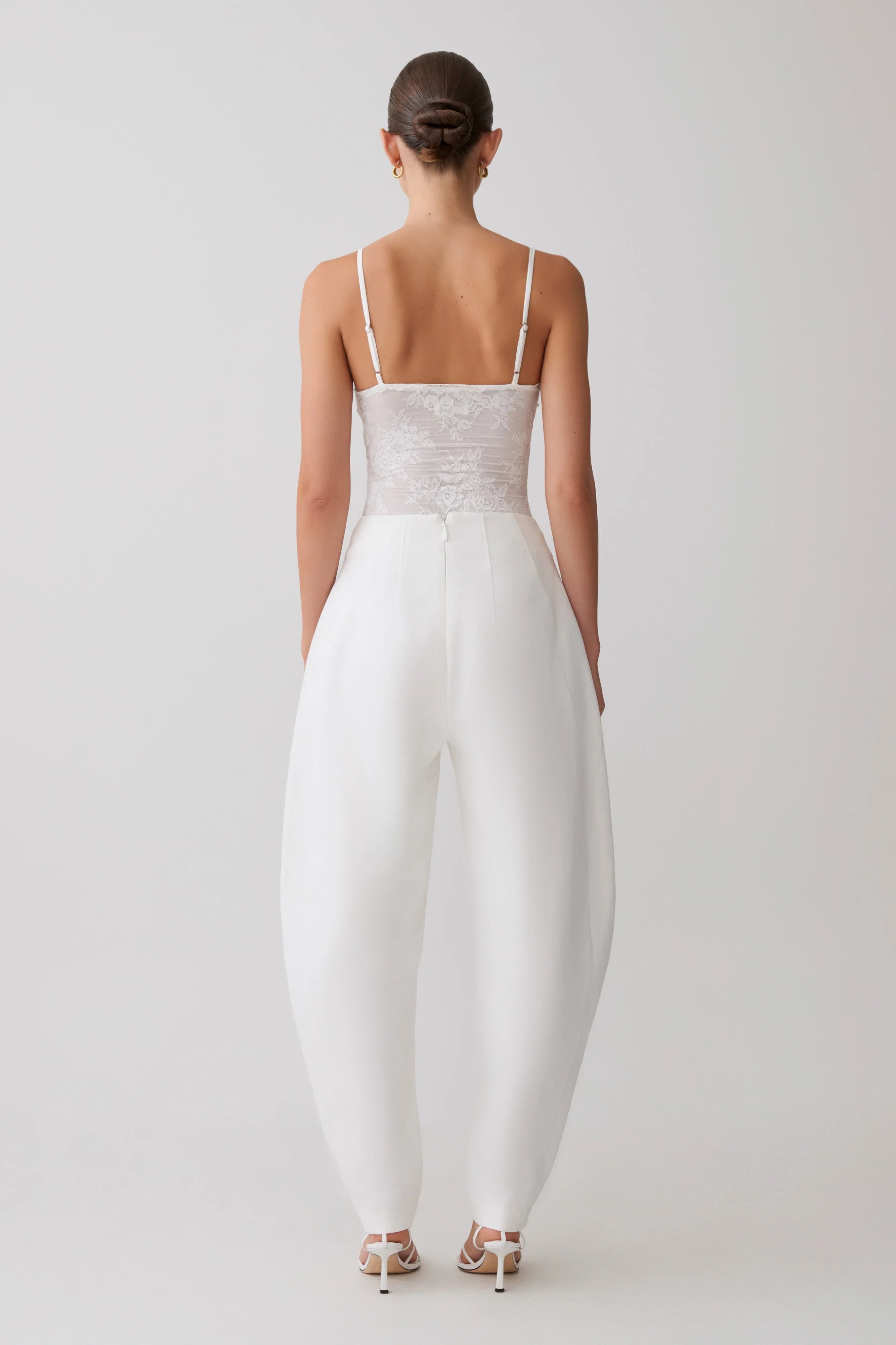 Jasper Sheer Plunge Lace Bodysuit Ivory