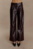 Henry Croc Faux Leather Straight Leg Pants Dark Chocolate