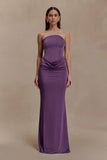 Madison Strapless Slinky Maxi Dress Purple