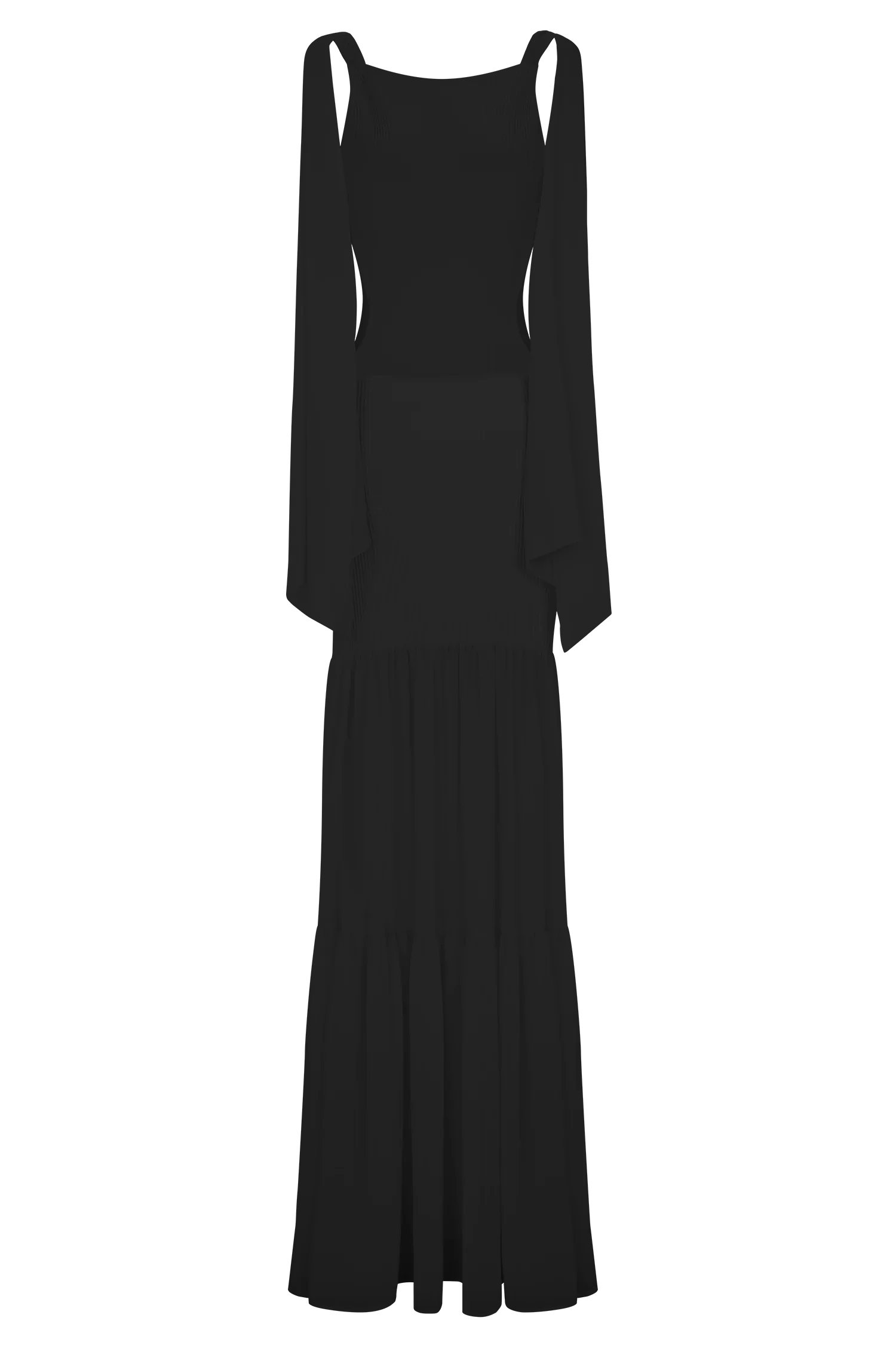 Haille Knit Chiffon Maxi Dress Black
