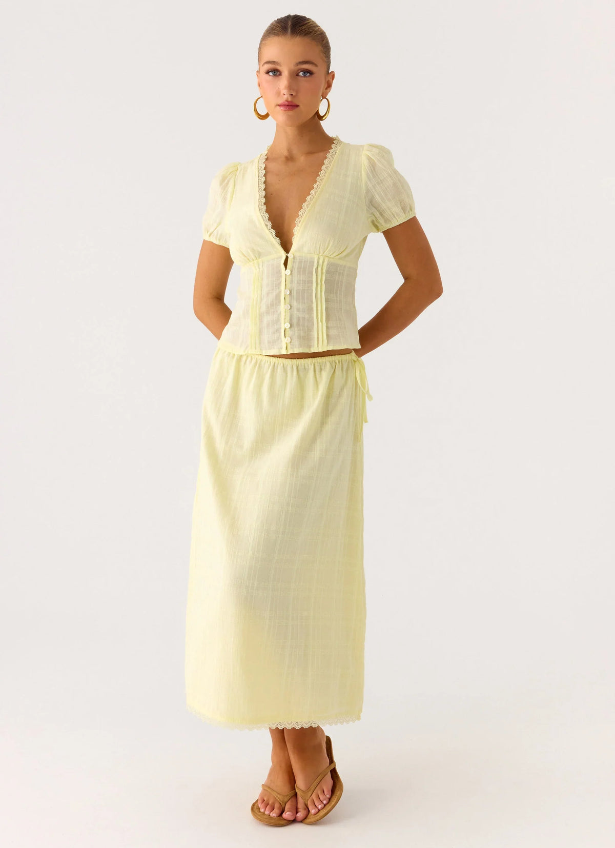 Sweet Lullaby Midi Skirt Lemon Yellow