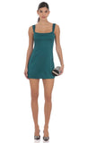 Satin Shift Dress in Teal