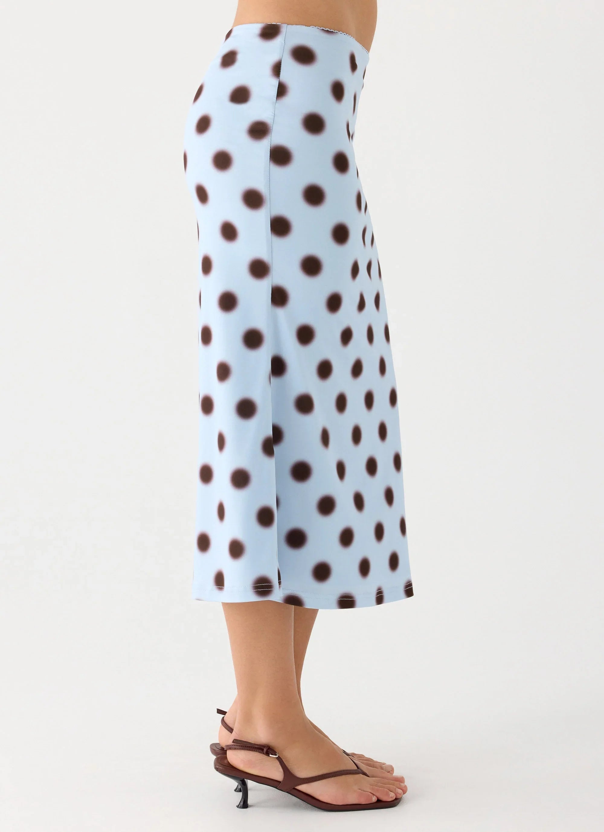 Bahama Low Rise Midi Skirt Blue Mocha Dot