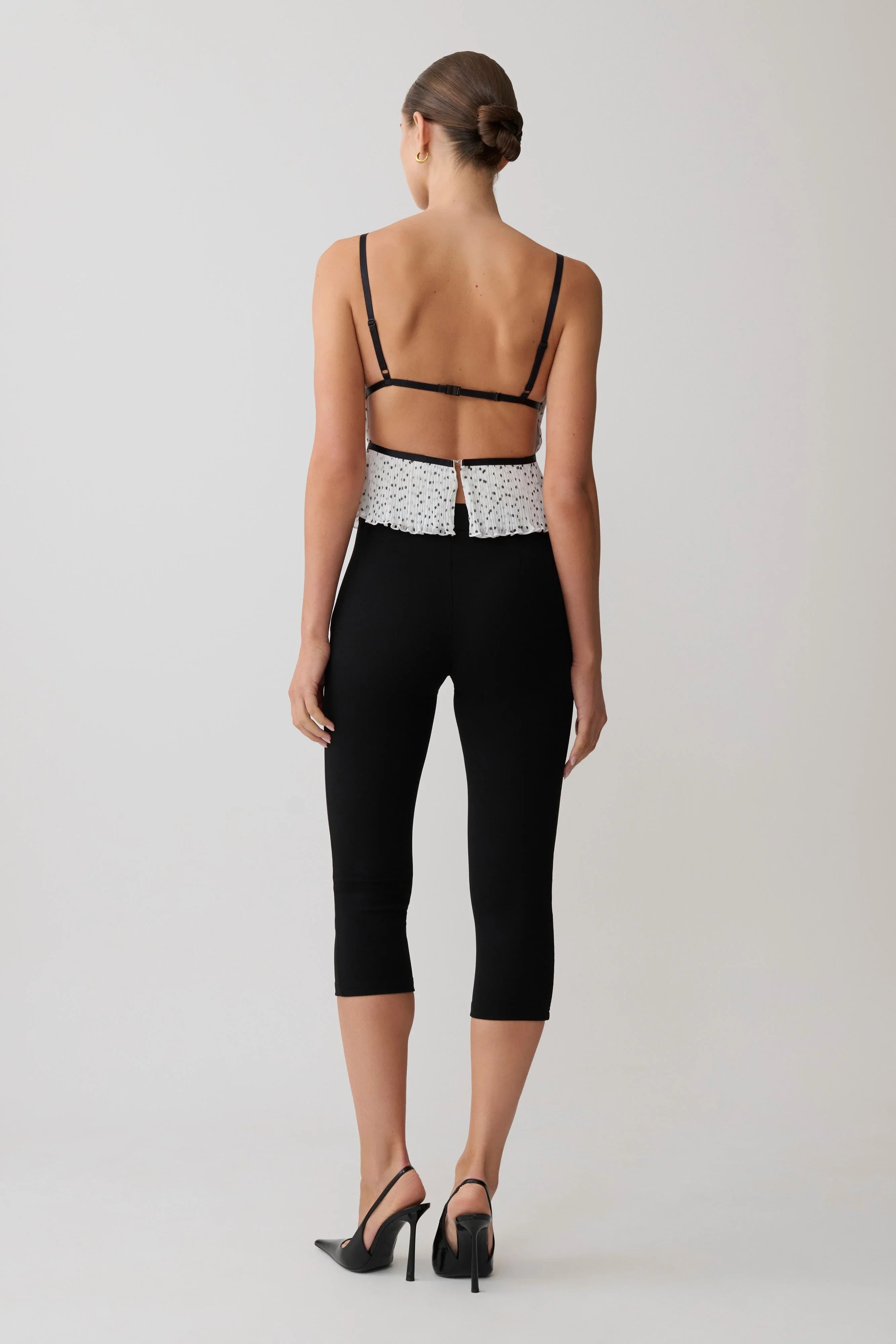 Lilou Pleated Sleeveless Top Polka Dot