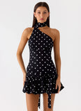 Belina Scarf Mini Dress Black Polkadot