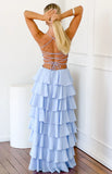 Georgie Blue Ruffle Maxi Dress PRE ORDER