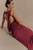 Henley Slinky Drape Maxi Dress Wine