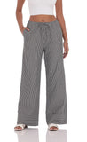 Pinstripe Straight Leg Pants in Grey