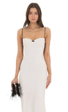 Open Back Two Toned Maxi Dress in White