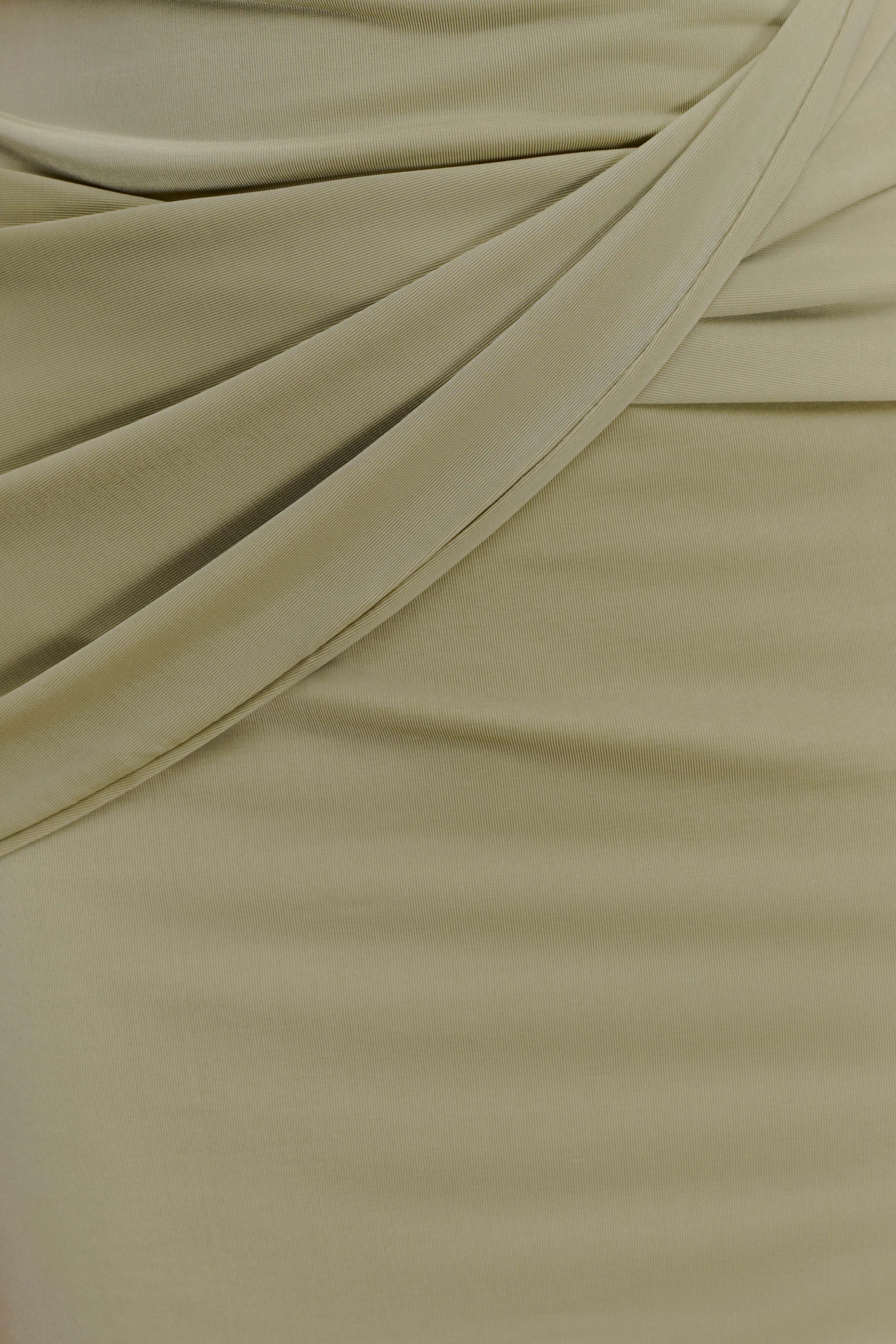 Henley Slinky Drape Mini Dress Sage