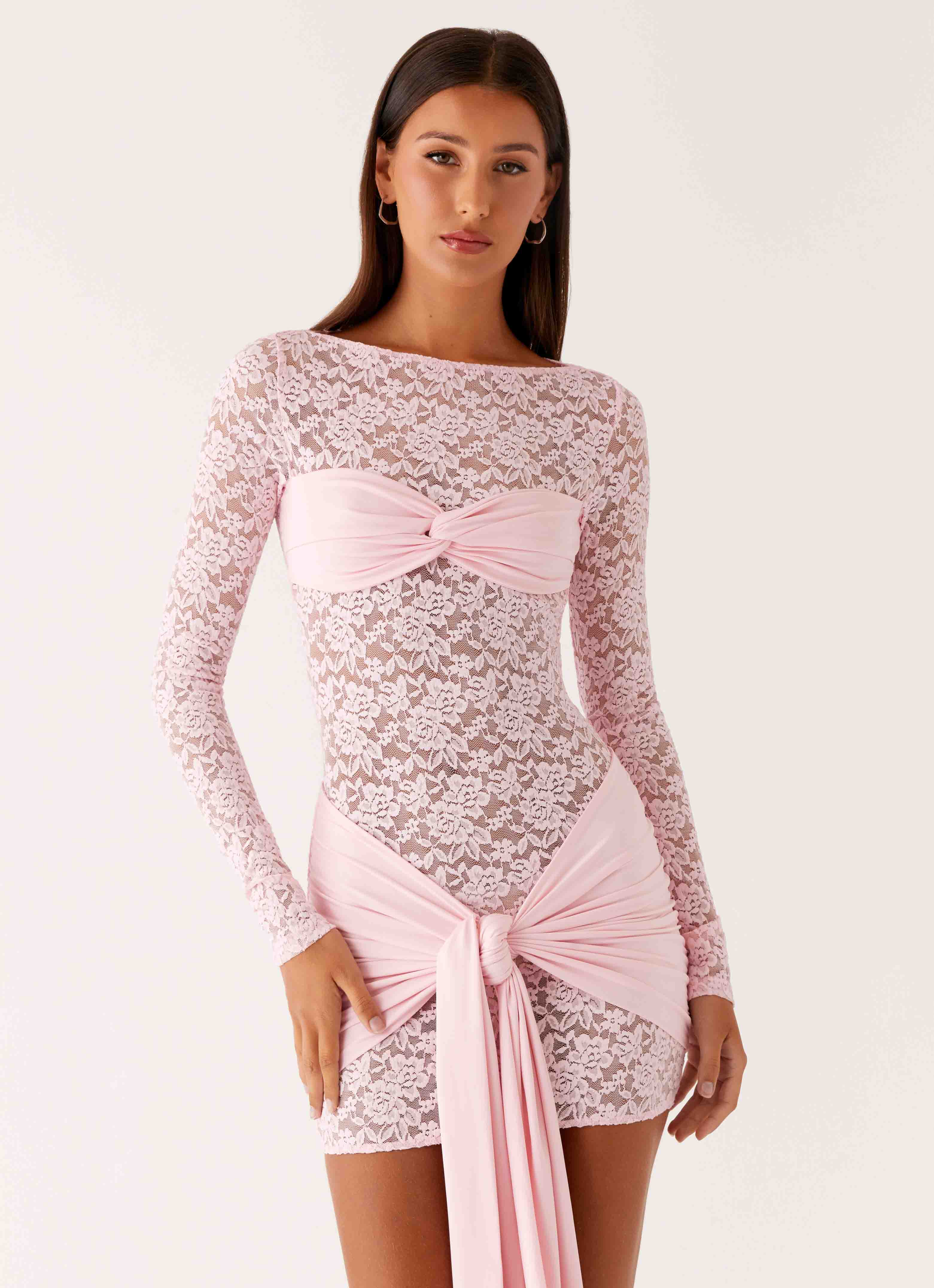 Consie Long Sleeve Mini Dress Pink