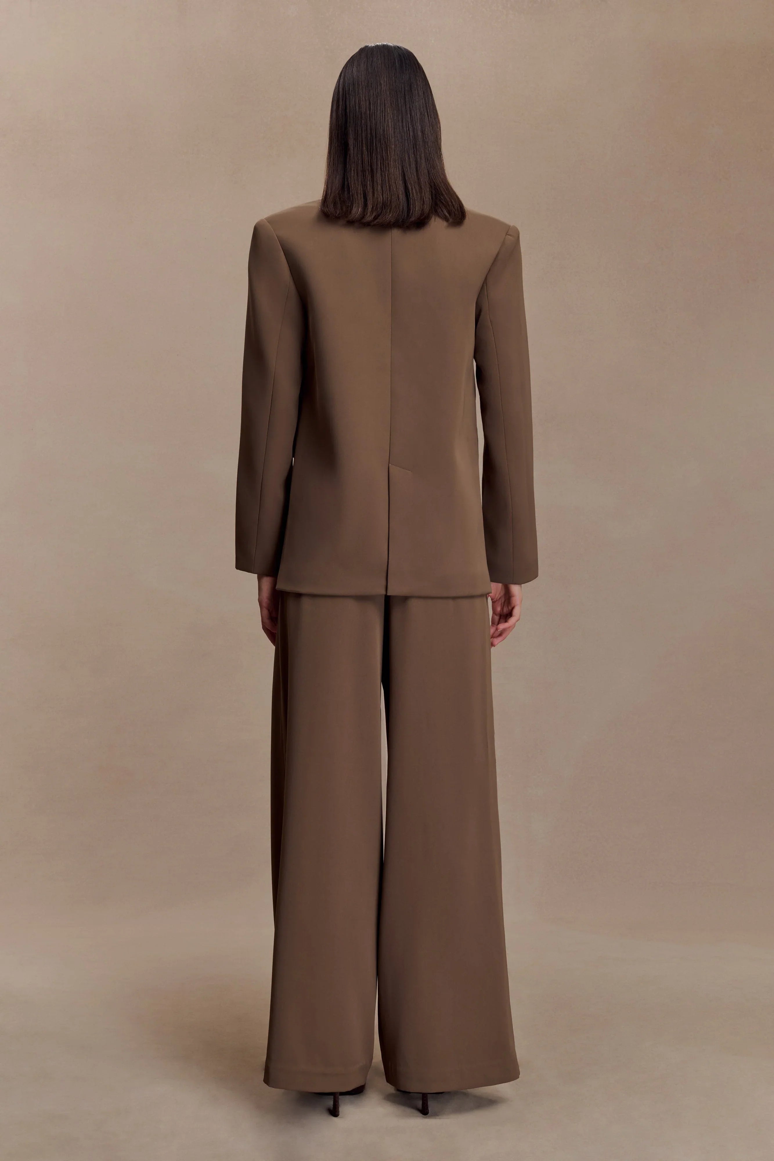 Arlo Wide Leg Suiting Trouser Cacao Brown