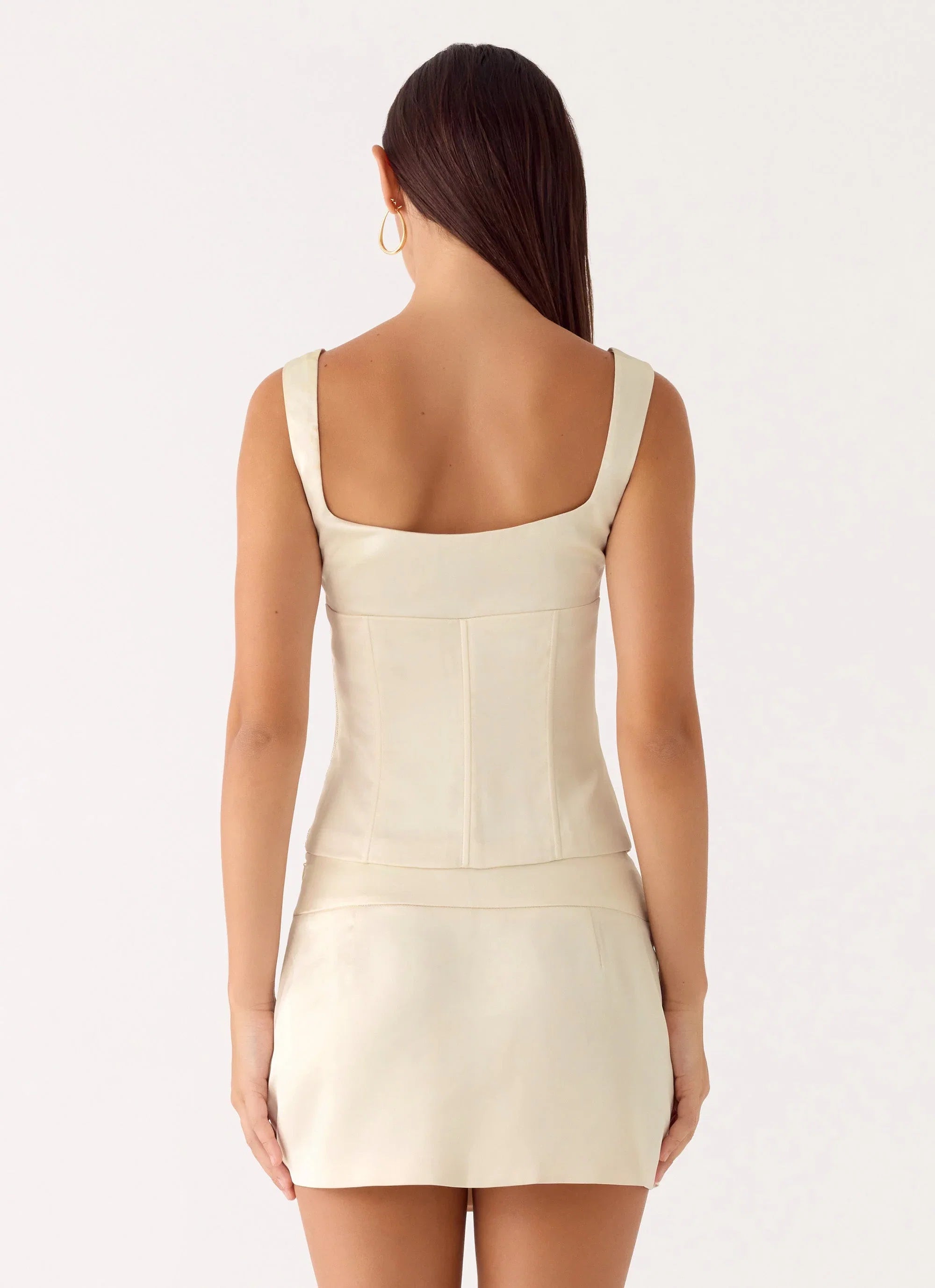 Posy Satin Top Ivory