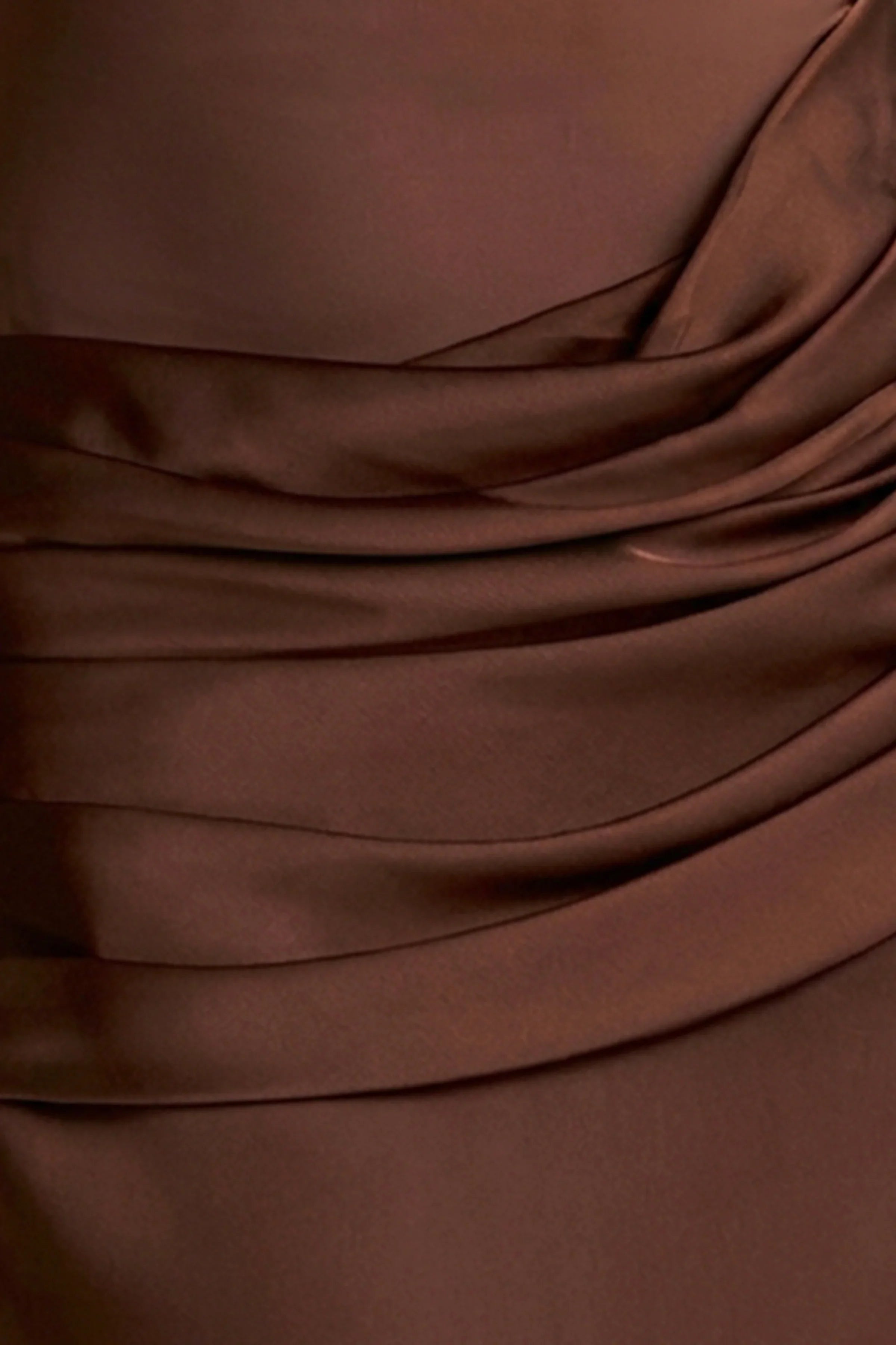 Akari Brown Crew Neck Maxi Dress With Satin Skirt