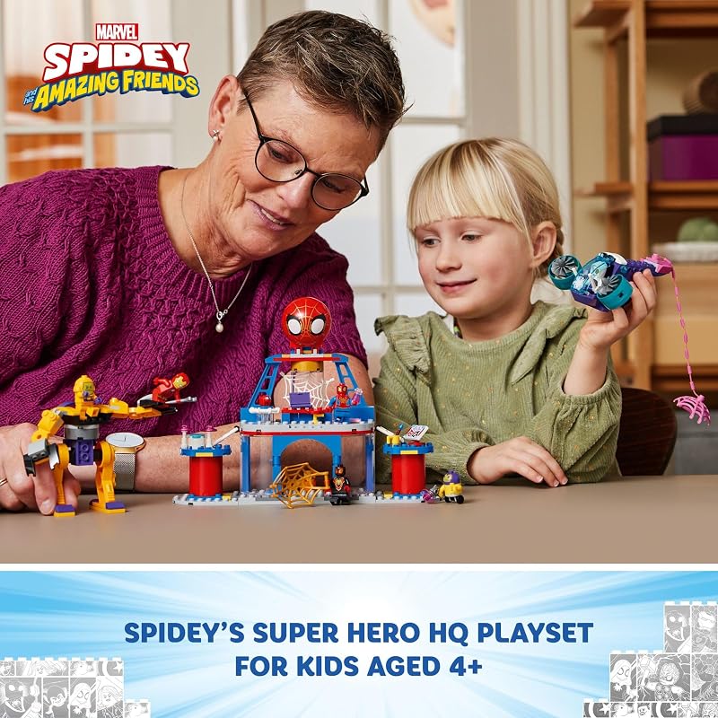 LEGO Marvel Team Spidey Web Spinner Headquarters Building Toy Pretend Play Spidey and His Amazing Friends Toys Playset for Boys Girls Ages 4 Years 3 Superhero Minifigures 10794