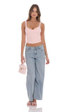 Ruffle Scoop Corset Top in Pink