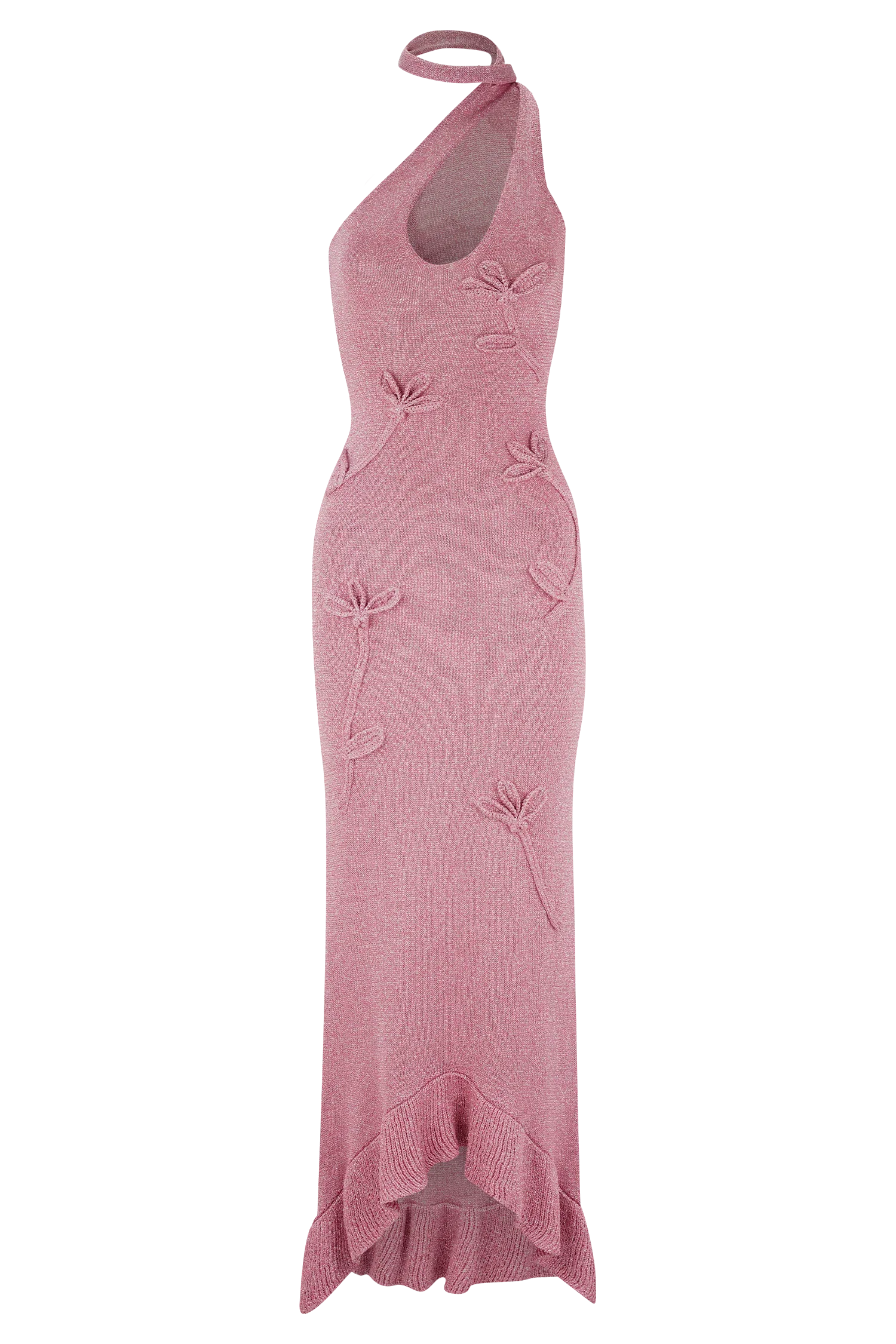 Celestino Floral Metallic Knit Maxi Dress Pink
