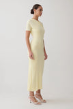 Junie Cross Over Neck Slinky Maxi Dress Lemon