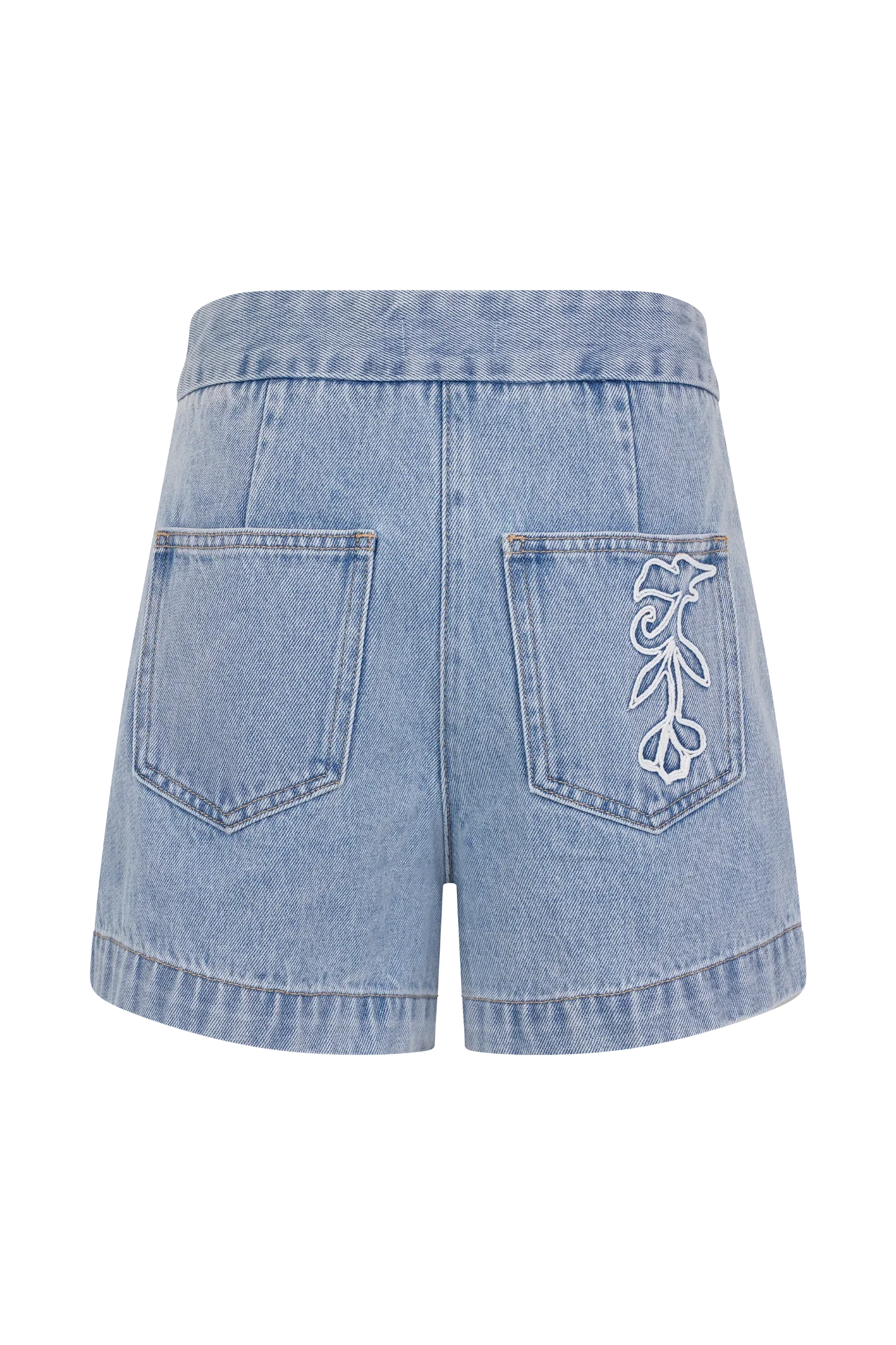 Kylee Embroidered Shorts Mid Blue