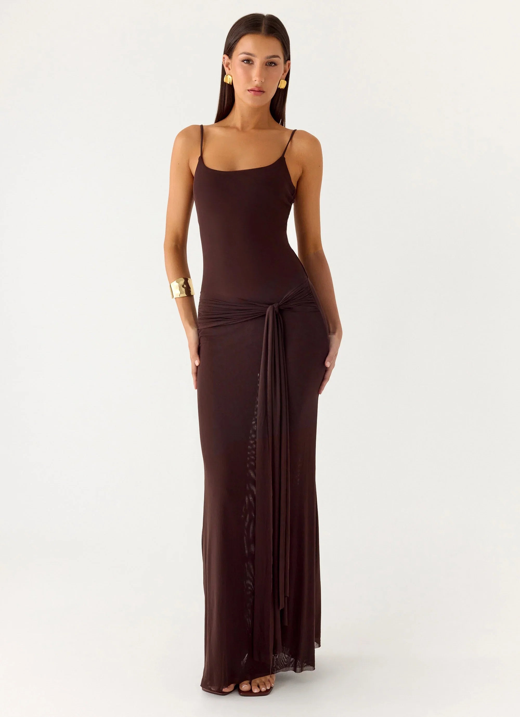 Matoma Bodysuit Maxi Dress Cool Chocolate