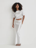 Silver Satin Maxi Skirt