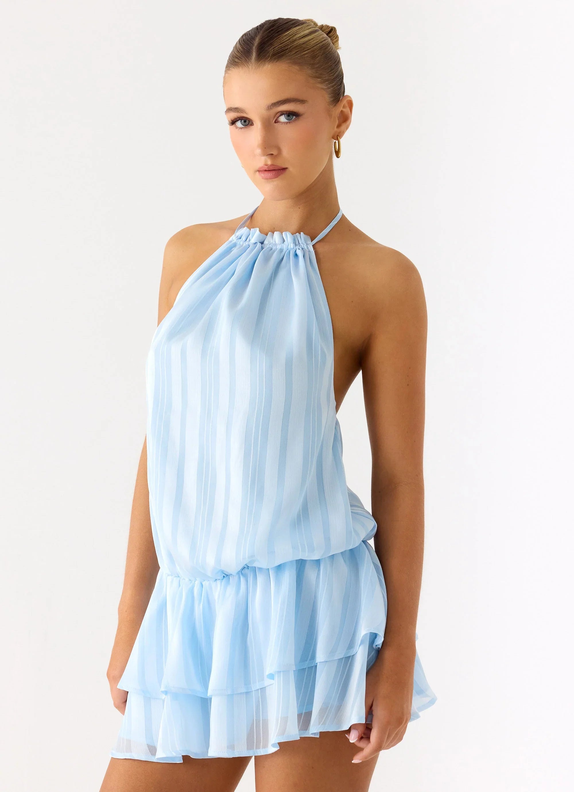 Parade Halter Mini Dress Baby Blue