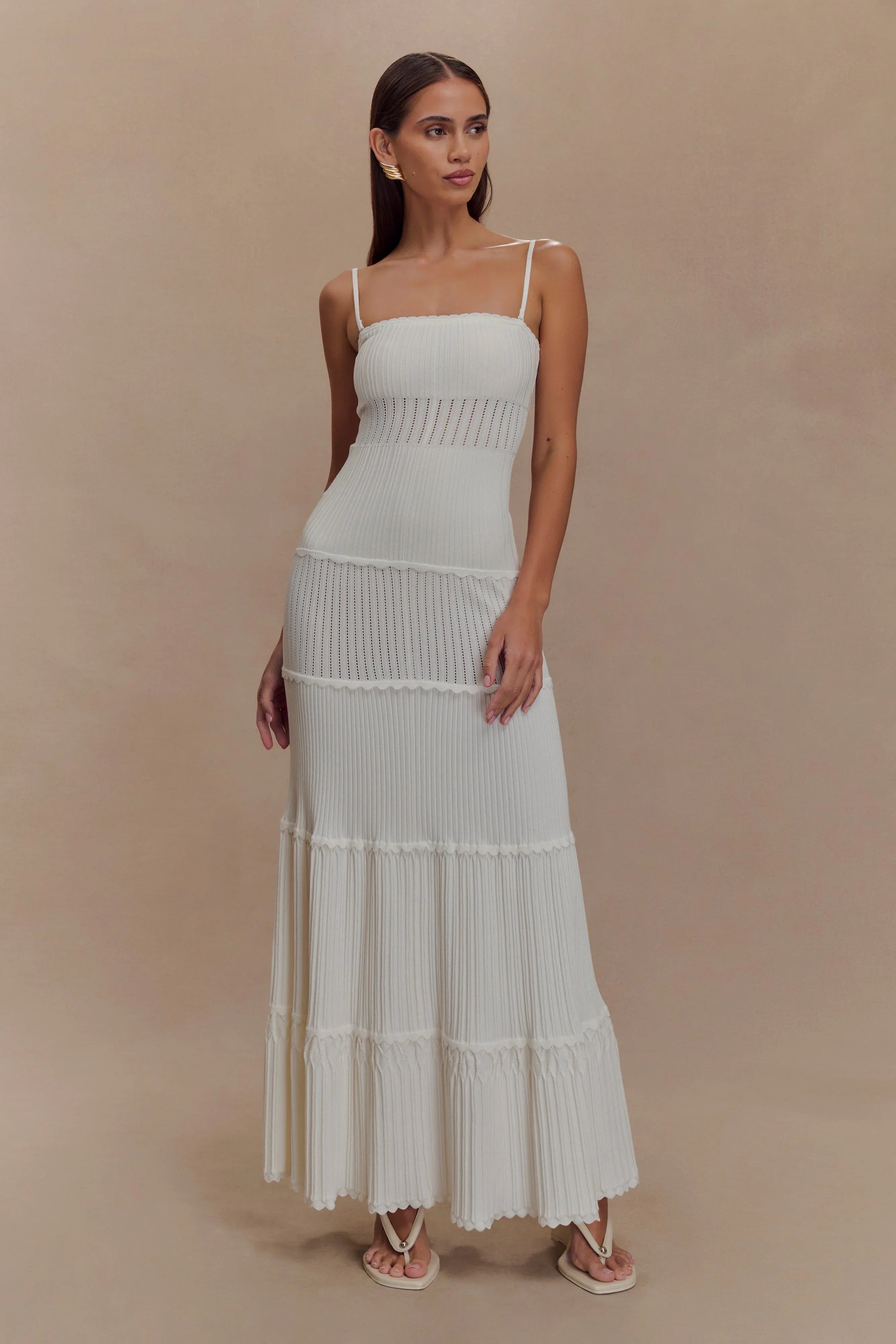 Finley Pointelle Knit Maxi Dress Ivory