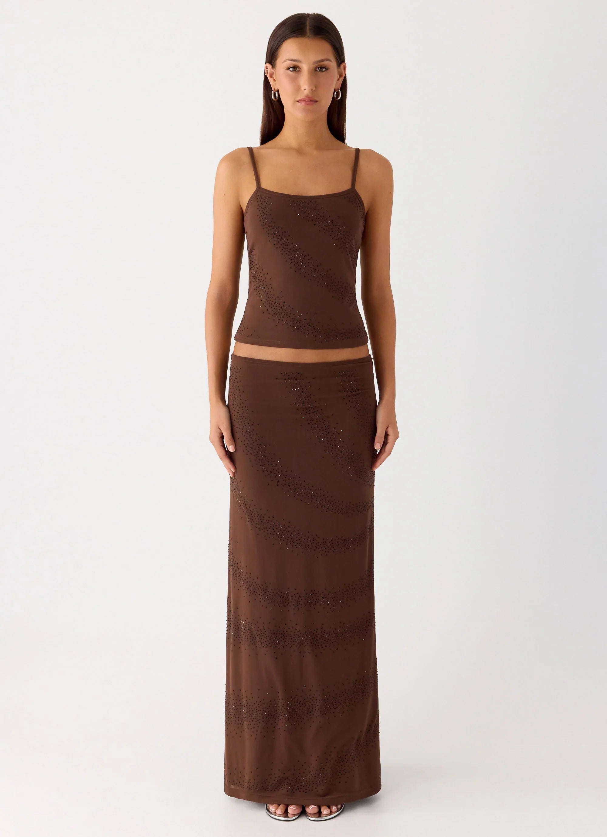 Sweet Sky Beaded Top Chocolate