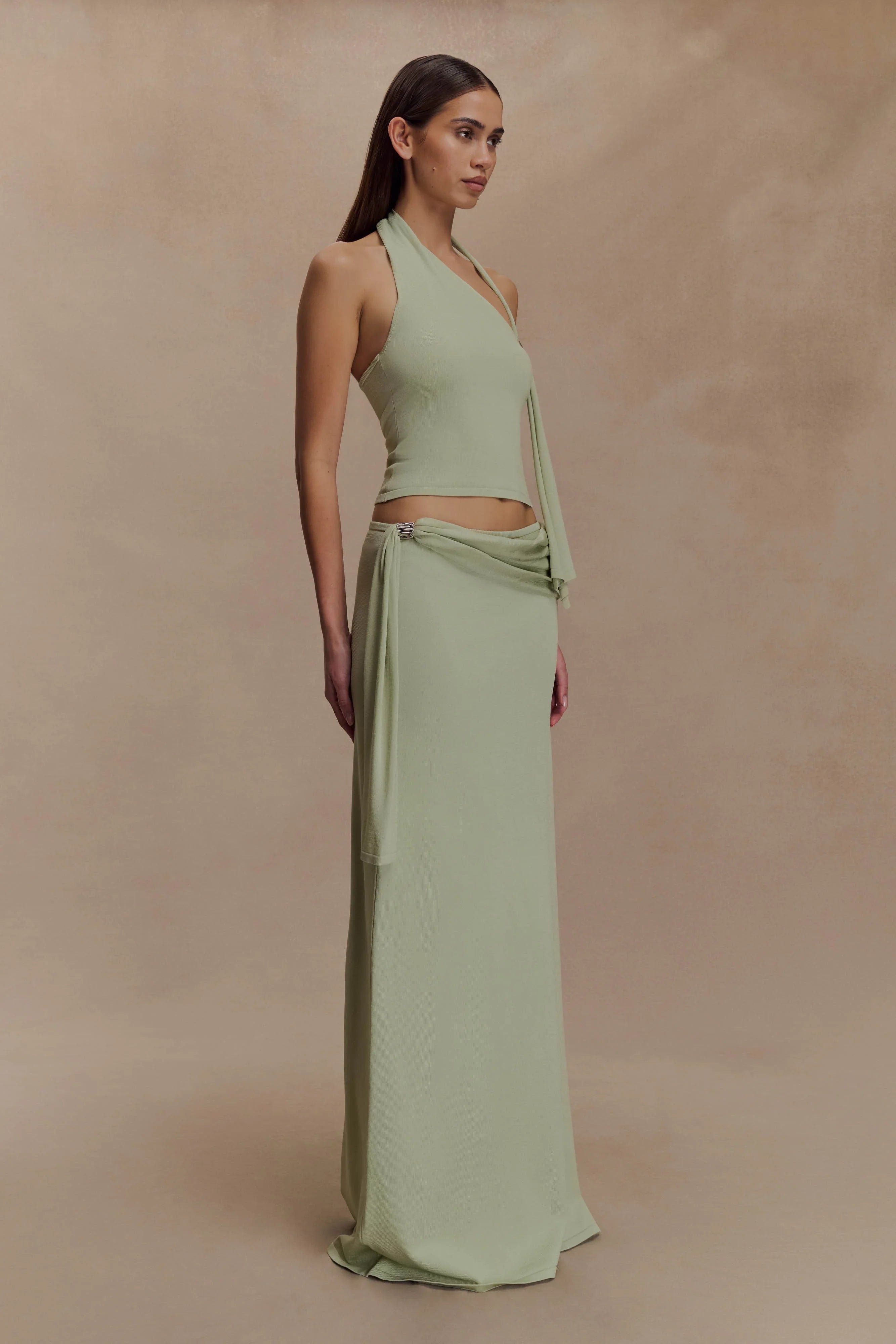 Xanthia Knit Halter Top Pastel Green