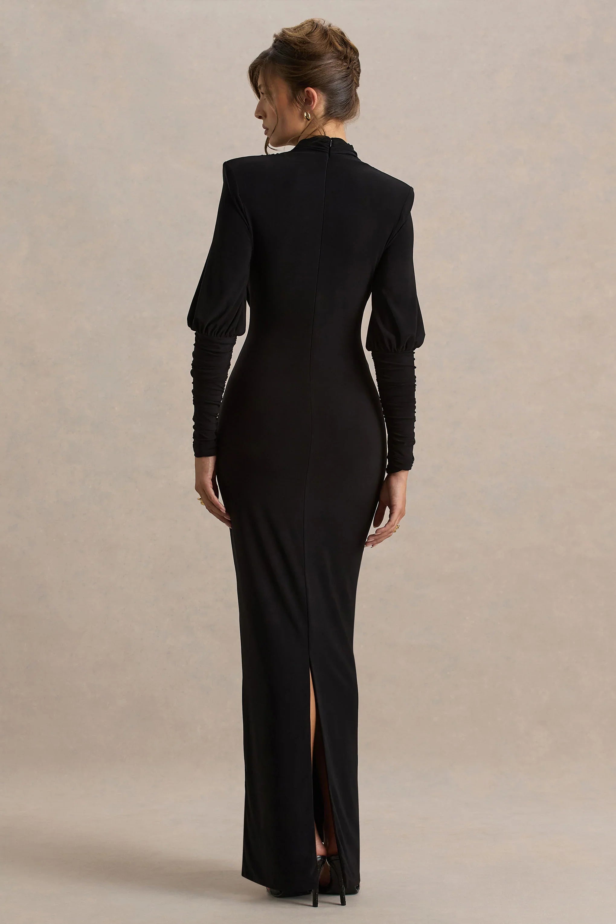 Kaylee Black Cowl Neck Maxi Dress With Draping Details