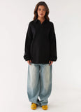 Torrie Oversized Polo Top Black