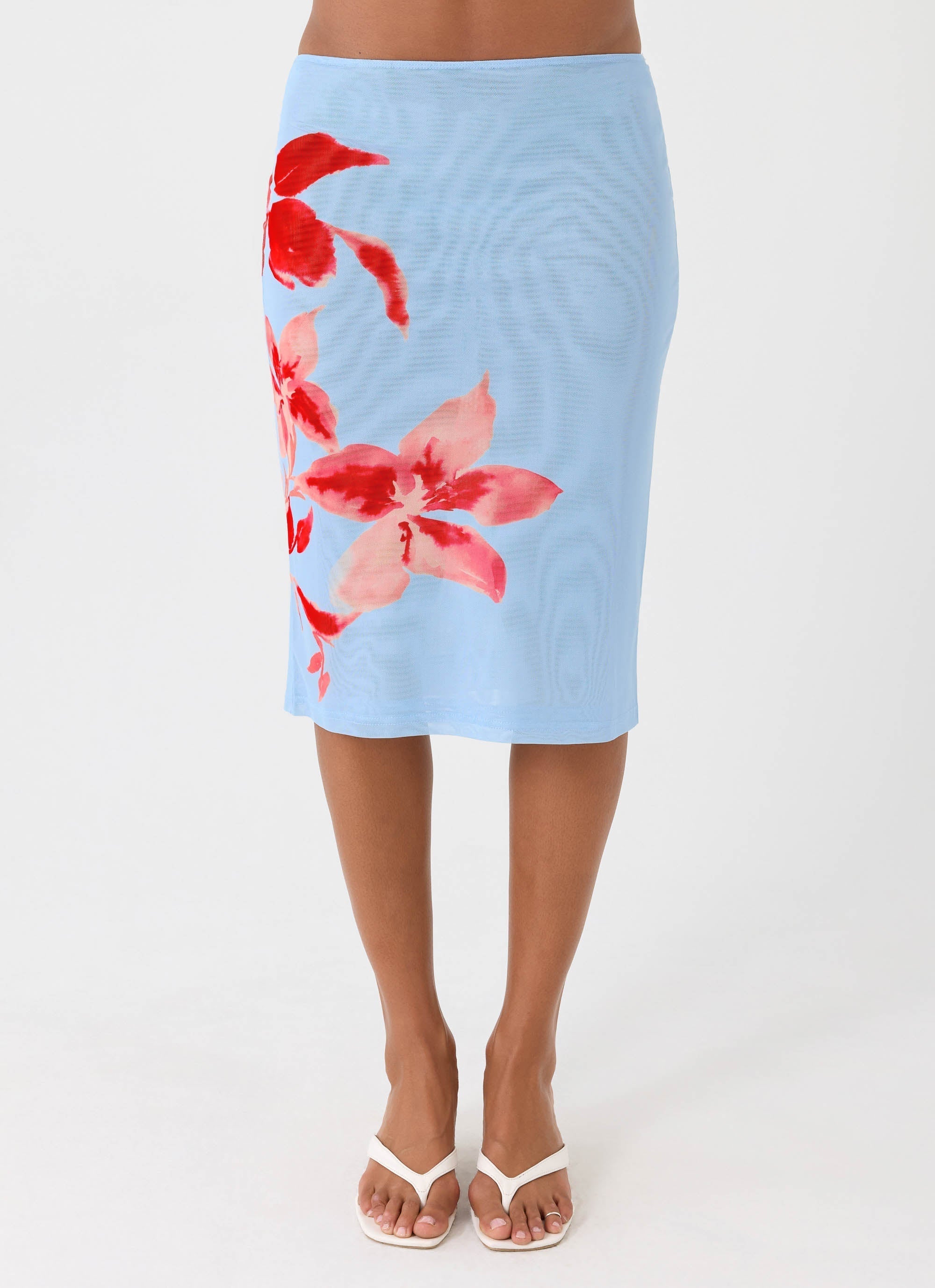 Tamia Midi Skirt Blue Petal