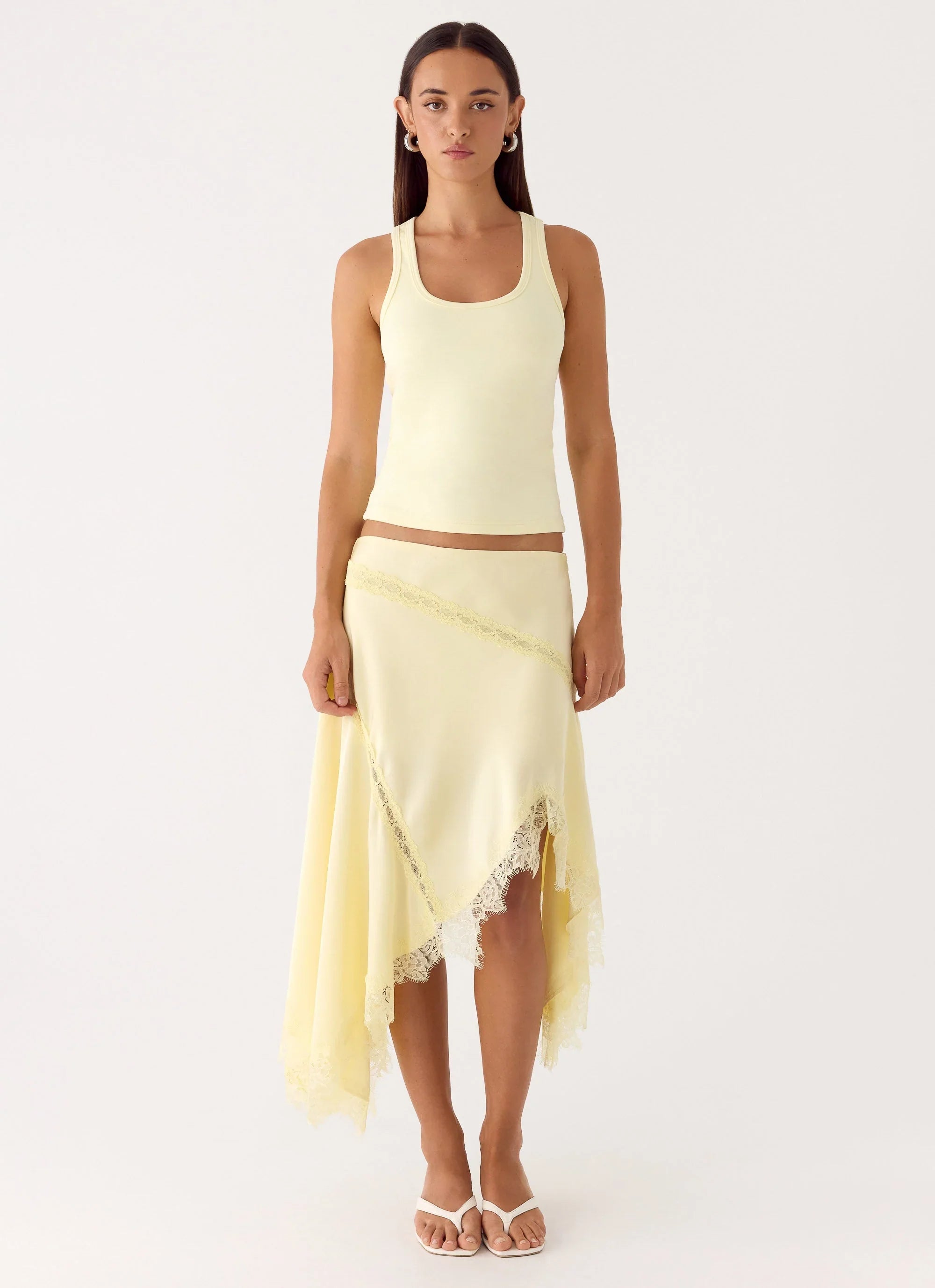 Suay Asymmetrical Midi Skirt Yellow