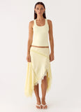 Suay Asymmetrical Midi Skirt Yellow