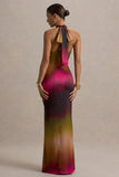Fiorella Ombre Print Cowl Neck Split Maxi Dress