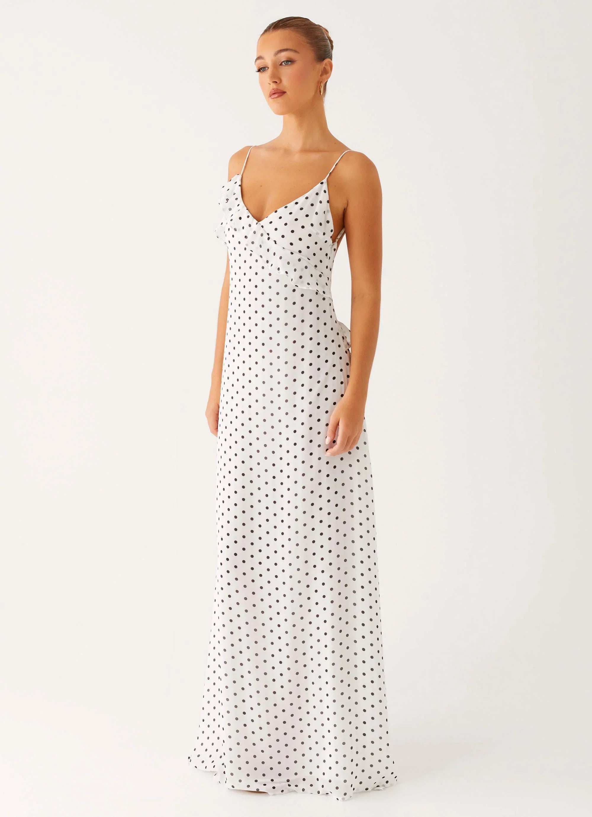 Harri Maxi Dress White Polka Dot